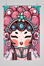 国潮戏曲欢乐花旦宣传插画