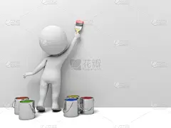 三维图形,人,油漆工,水平画幅,形状,绘画插图,符号,性格,卡通,仅男人