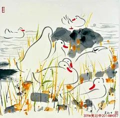 吴冠中抽象水墨画芯喷绘客厅装饰画打印新中式挂画江南山水乡国画-淘宝网