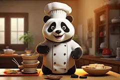 卡通大熊猫3D熊猫厨师人物模型图片