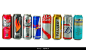 KYIV, UKRAINE - SEPTEMBER 18, 2017: Different drinks of popular brands on white background