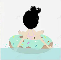游泳池的女孩 平面电商 创意素材