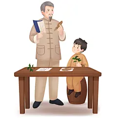 中国风中医医师医学传教中国医师节人物插画