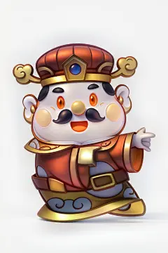 财富财神卡通角色模型元素