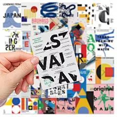 40张包豪斯先锋派艺术海报简约贴纸手机手账电脑iPad装饰防水贴画-淘宝网