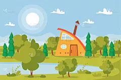 country house in forest cottage among the