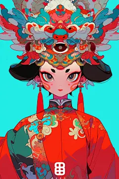 戏曲女孩人物形象插画