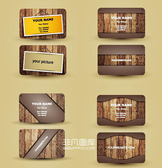 木板木纹材质名片卡片矢量图素材下载-非凡...