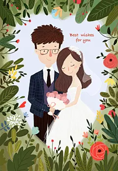新婚快乐-猫洛-_结婚,原创插画,涂鸦,婚礼贺图_涂鸦王国插画