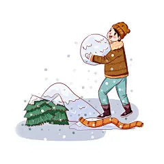 冬天冬至节气冬至大雪冬日人物素材