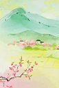 中国画,春天,江南,地形,插图画法图片ID:VCG211272474161