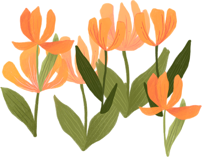 插画情人节花卉七夕彩色绿花朵手绘插画节日...