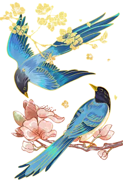 【米图网-52mitu.com】七夕 情人节 喜鹊 牛郎 织女 插画 手绘七夕情人节元素