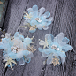 新娘裸蓝色手工绢纱新娘海星发夹头花发饰韩式花朵结婚手工头饰品 