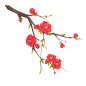 手绘红色梅花花卉植物元素