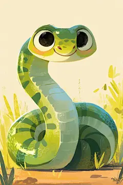 AI数字艺术蛇年可爱小青蛇插画