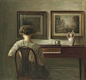 丹麦画家Carl Vilhelm Holsøe (1863-1935) 的作品《古钢琴前的年轻姑娘》