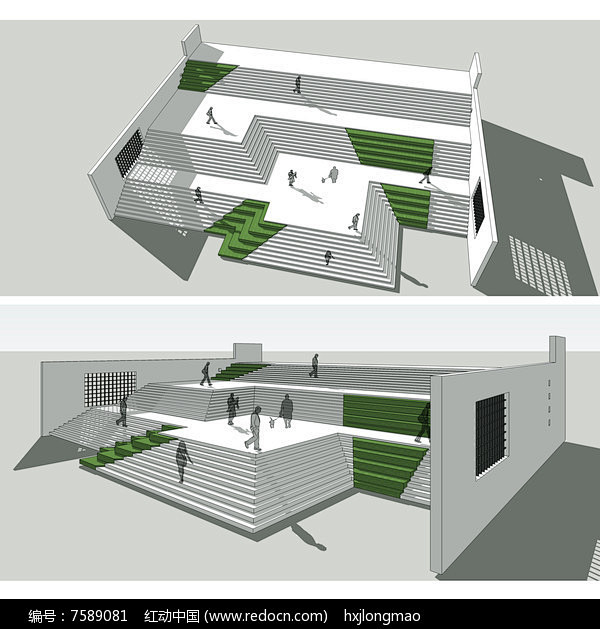 景观大台阶SU模型图片
