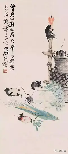 【大师齐白石画鼠作品欣赏】—— 
群鼠图