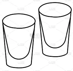 一对时尚的手绘涂鸦卡通风格的射击手鸡尾酒杯矢量插图。用于卡片，请柬，海报，酒吧菜单或酒精烹饪书食谱