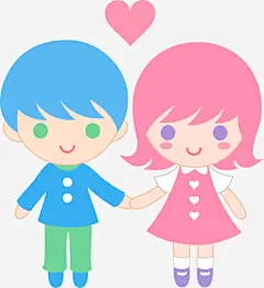 卡通小男孩跟小女孩免抠素材_新图网 https://ixintu.com 儿童 儿童插画 动画 卡通 可爱 扁平化 手拉手