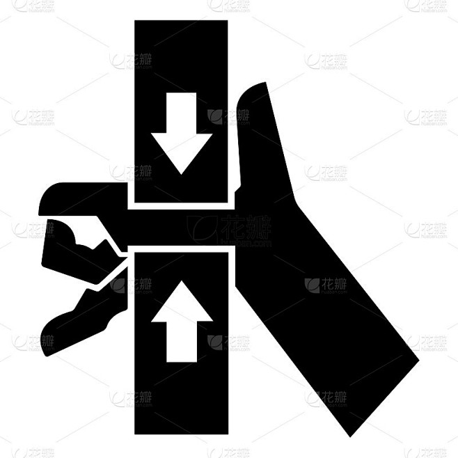 注意手从顶部和底部挤压力符号符号