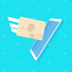 收入电子邮件信封信使应用蓝色背景卡通扁平