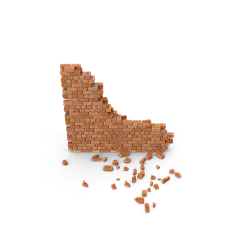 Brick Wall Section with Debris