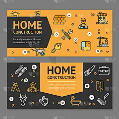 家庭修理传单横幅海报卡片套。向量