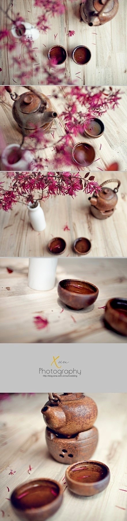 粗陶茶具 红花檵木
