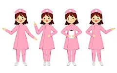 手绘扁平卡通护士插画护士人物形象PNG插画素材卡通人物