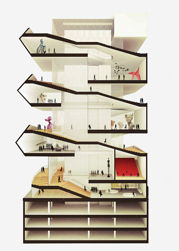 商用建筑剖面效果图高清素材公司环境写字楼剖面图商务场景商务楼建筑