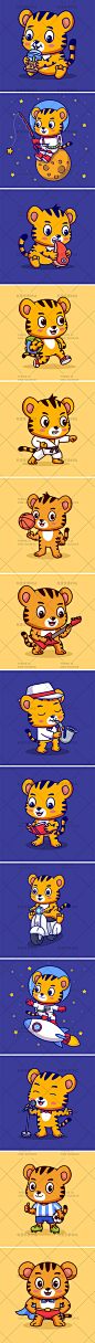 卡通可爱吉祥物动物宠物小老虎LOGO标识ip形象插画AI矢量设计素材-淘宝网