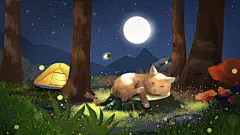 卡通动画森系小动物插画