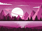 矢量紫色幻想风景插画