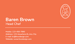 Simple Line Element Restaurant Head Chef Personal Information Business Card