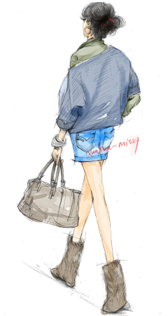 夜月光水岸采集到画   彩铅 ，制服