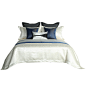 样板间床品轻奢蓝色十一件套别墅美式软装摆场现代轻奢床上用品-淘宝网