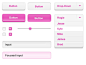 一组粉红色按钮和下拉菜单和常用控件分层PSD文件下载。