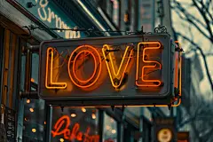 三维广告love发光英文字母背景图片