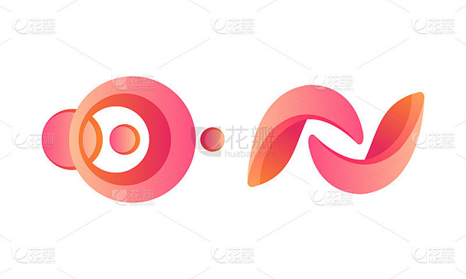 抽象光滑形状集，粉色动态形状矢量插图
