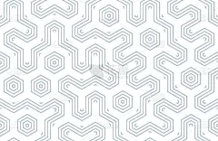 无缝几何图案与六边形和线条。不规则结构用于织物印花。单色抽象背景