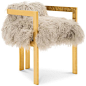 Kingpin Dining Chair in Light Grey Mongolian Fur