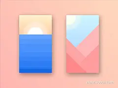 几何安卓壁纸UI设计作品扁平化插画首页素材资源模板下载