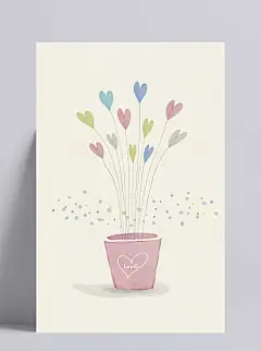 桃心植物插画|PSD分层素材,韩国素材,TUA,创意设计,插画,手绘,水彩,心形,桃心,植物,圆点