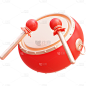 春节新年过年龙年3D立体C4D中国鼓元素素材