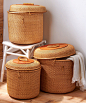 Set of 3 Rattan Baskets with Lids transitional-baskets