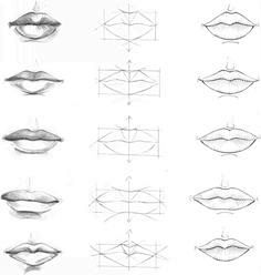how to draw lips ste...