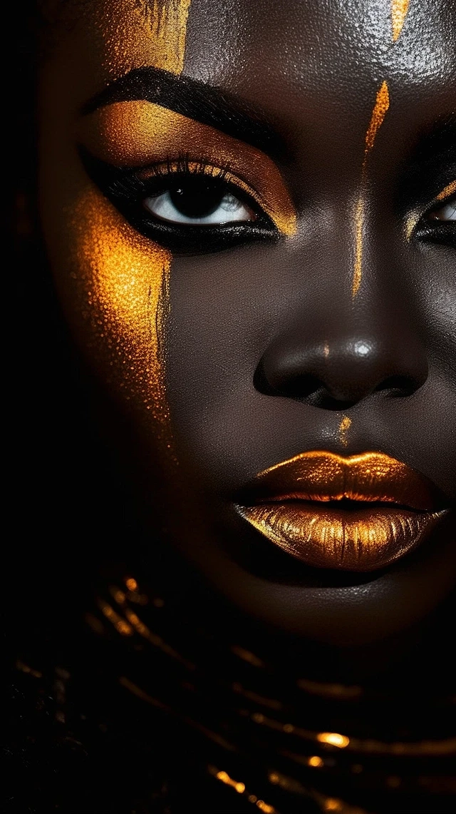 closeupspellbindingportraitoftheblackbeautywithvibrantgoldeyesin