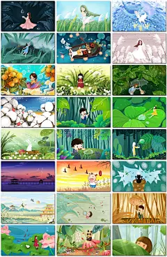 白露节气秋天秋季森林卡通治愈系手绘插图插画海报设计ps模板素材-淘宝网_@宇飞视觉